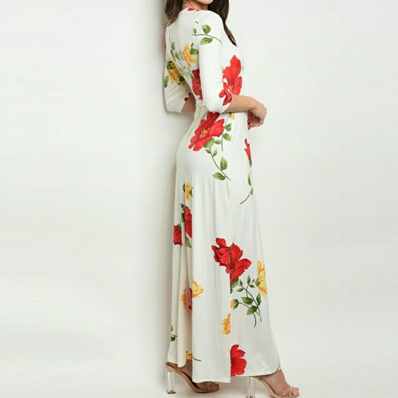 Faux Wrap Floral Print Belted Maxi Dress - Picture 3 of 4